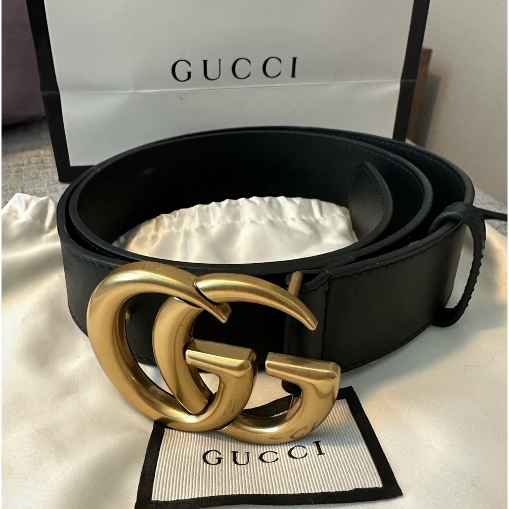 Black double G gucci belt